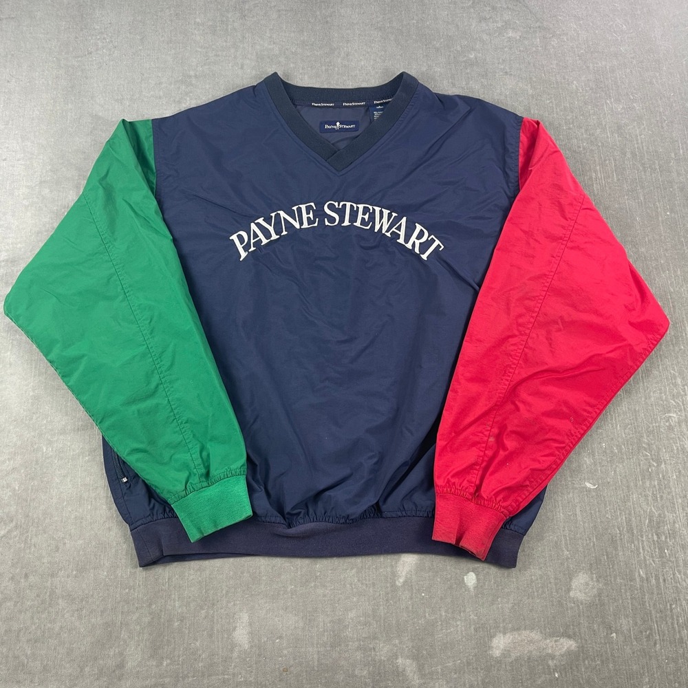 Payne Stewart Mens Small Navy Blue Windshirt Colorblock Golf Pullover